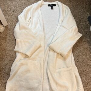 Forever 21 Cream Open-Front Cardigan